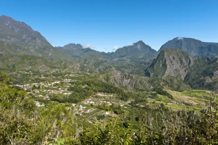 Framed Print : Village in the rugged mountain landscape, Cirque de Salazie, Hell-Bourg, La Reunion, Reunion, France Framed Print : Village in the rugged mountain landscape, Cirque de Salazie, Hell-Bourg, La Reunion, Reunion, France