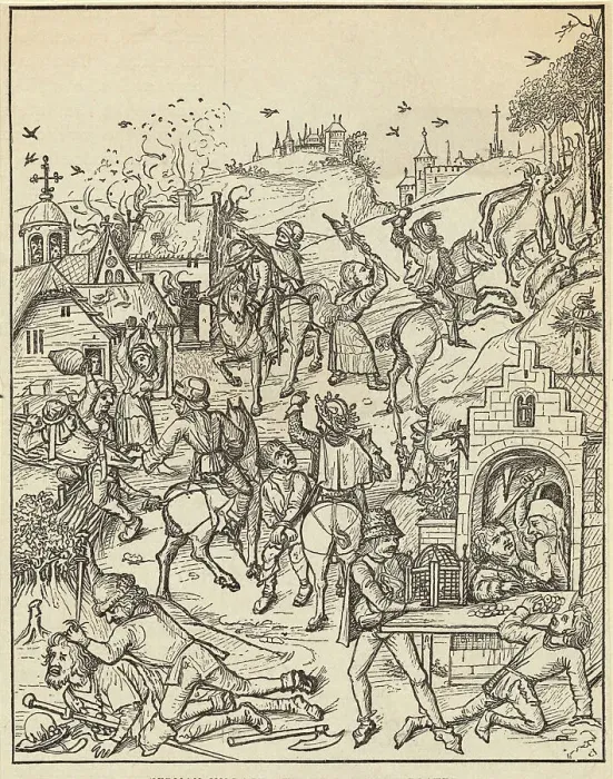 Framed Print : Villagers Being Attacked Framed Print : Villagers Being Attacked