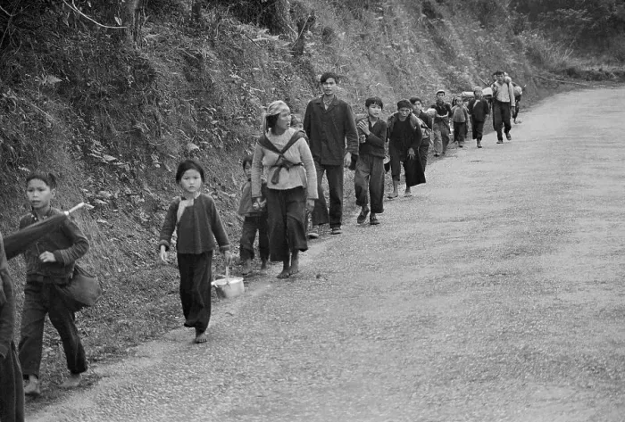 Framed Print : Villagers Evacuating Dung Ho Framed Print : Villagers Evacuating Dung Ho