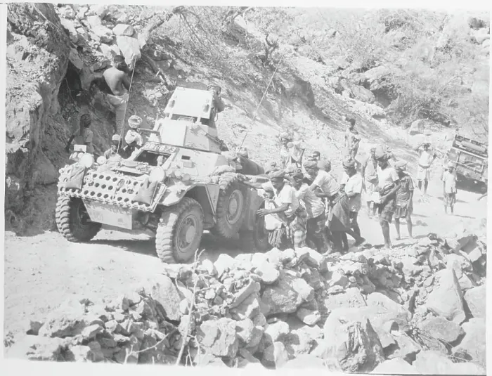 Framed Print : Villagers Helping British Troops Push Armored Car Framed Print : Villagers Helping British Troops Push Armored Car