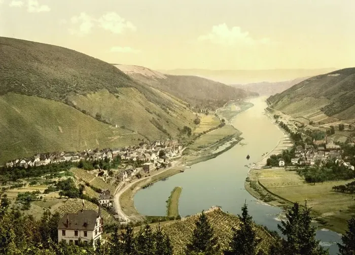 Framed Print : The villages of Alf and Bullay on the Moselle, Rhineland-Palatinate, Germany, Historical, Photochrome print from the 1890s Framed Print : The villages of Alf and Bullay on the Moselle, Rhineland-Palatinate, Germany, Historical, Photochrome print from the 1890s