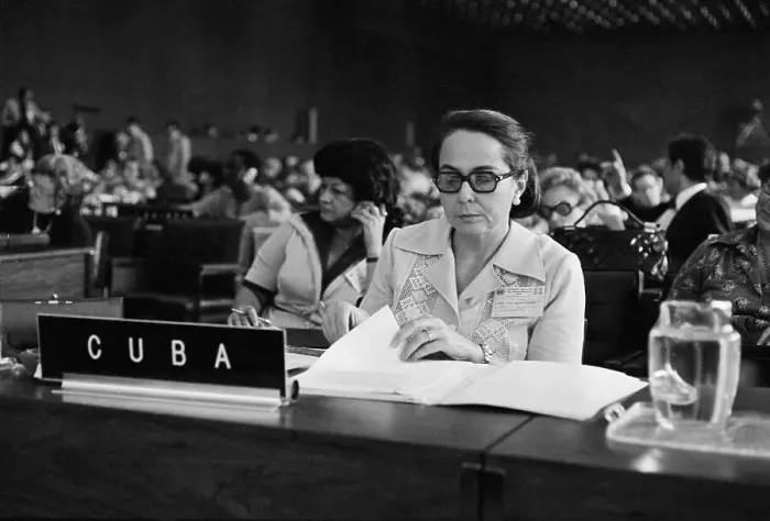 Framed Print : Vilma Espin Seated Reviewing Speech Framed Print : Vilma Espin Seated Reviewing Speech