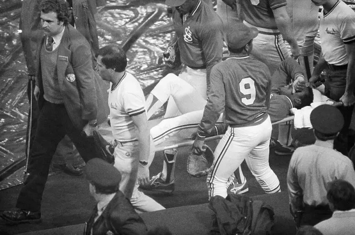 Framed Print : Vince Coleman is Taken Off the Field Framed Print : Vince Coleman is Taken Off the Field