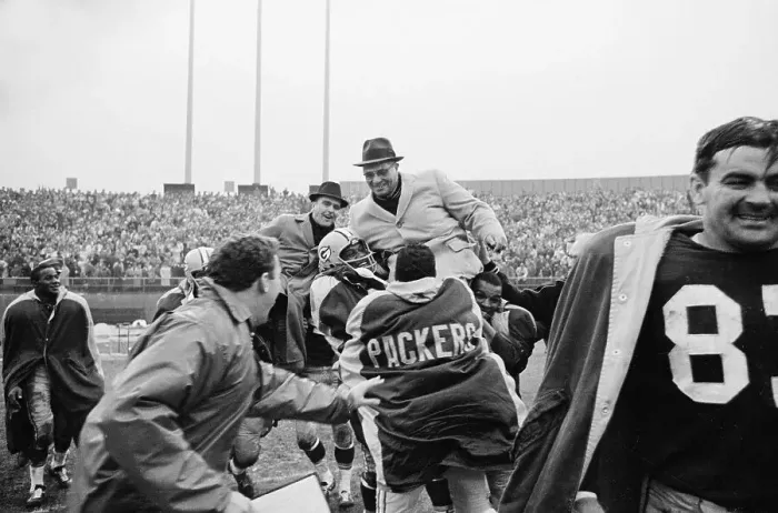 Framed Print : Vince Lombardi Being Carried in Victory Framed Print : Vince Lombardi Being Carried in Victory