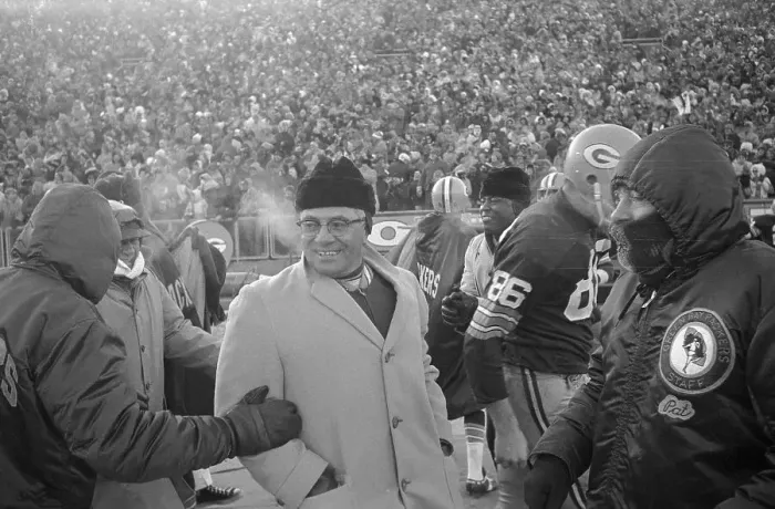 Framed Print : Vince Lombardi with Football Players Framed Print : Vince Lombardi with Football Players