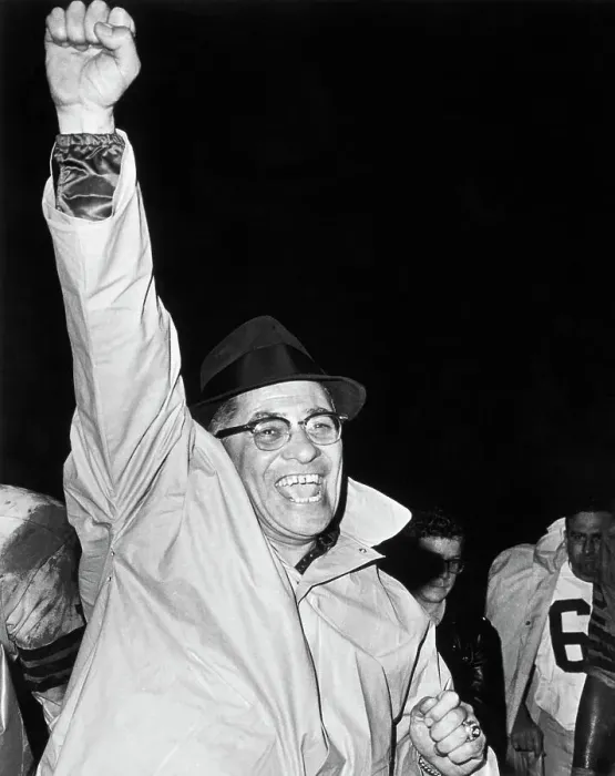 Framed Print : Vince Lombardi Raising Fist in Victory Framed Print : Vince Lombardi Raising Fist in Victory