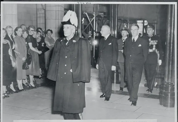 Framed Print : Vincent Massey and Louis St. Laurent Entering Parliament Building Framed Print : Vincent Massey and Louis St. Laurent Entering Parliament Building