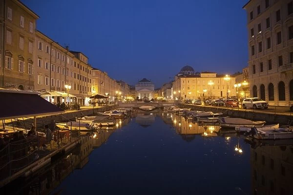 Via Vincenzo Bellini, canal, at night, Trieste, Friuli-Venezia Giulia, Italy