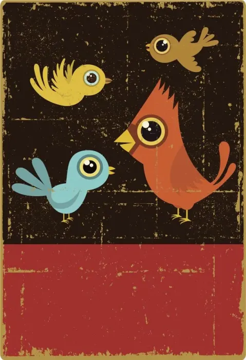 Framed Print : Vintage Four Calling Birds Framed Print : Vintage Four Calling Birds