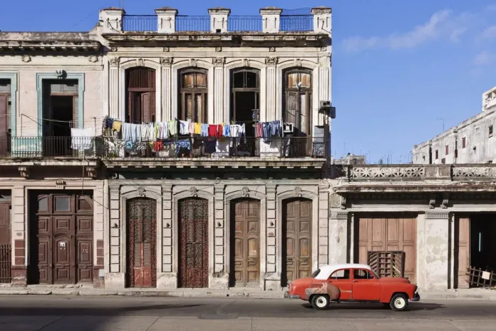 Framed Print : Vintage car driving on Havana street, Havana, Cuba Framed Print : Vintage car driving on Havana street, Havana, Cuba