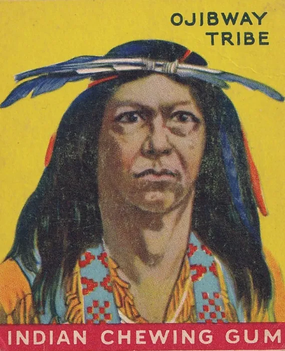 Framed Print : Vintage collectible gum trading card, Ojibway Tribe, Indian Chewing Gum, 1933