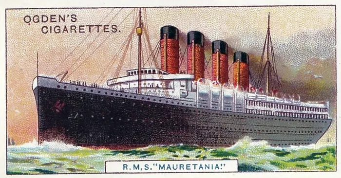 Framed Print : Vintage collectible tobacco card, World's Largest Ship, RMS Mauretania, Ogden's Cigarettes, 1908 Framed Print : Vintage collectible tobacco card, World's Largest Ship, RMS Mauretania, Ogden's Cigarettes, 1908