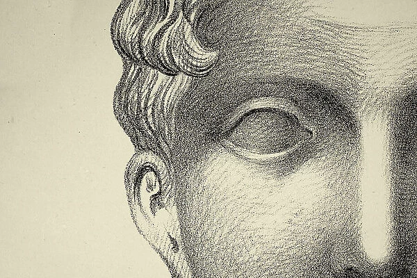Vintage illustration Close up detail of the human face, blank eye, vision, blindness, 19th Century