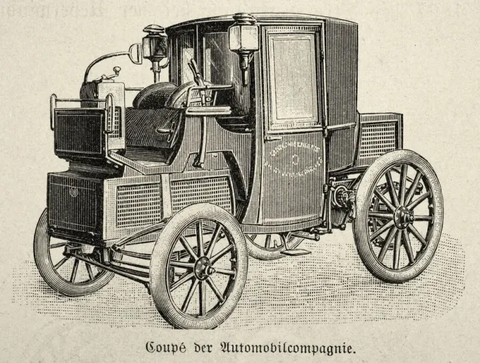 Framed Print : Vintage illustration of a early motor car, 1890s, 19th Century Framed Print : Vintage illustration of a early motor car, 1890s, 19th Century