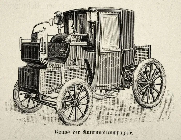 Framed Print : Vintage illustration of a early motor car, 1890s, 19th Century, History of transport, automobiles Framed Print : Vintage illustration of a early motor car, 1890s, 19th Century, History of transport, automobiles