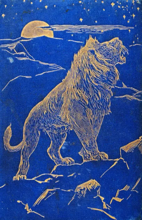 Vintage Golden Lion Print at Night Sky. Art Prints, Posters