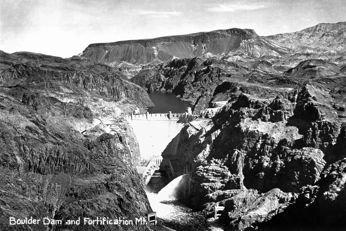 Framed Print : Vintage image of Boulder Dam and Fortification Mountain Framed Print : Vintage image of Boulder Dam and Fortification Mountain