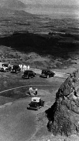 Vintage image of cars at lookout point