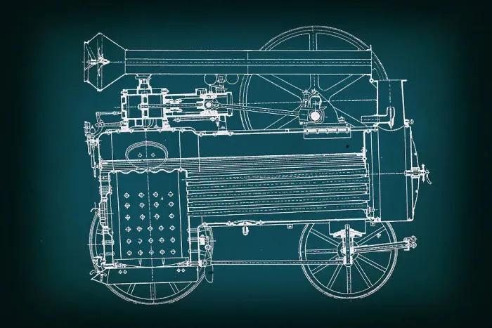 Framed Print : Vintage locomobil blueprint Framed Print : Vintage locomobil blueprint