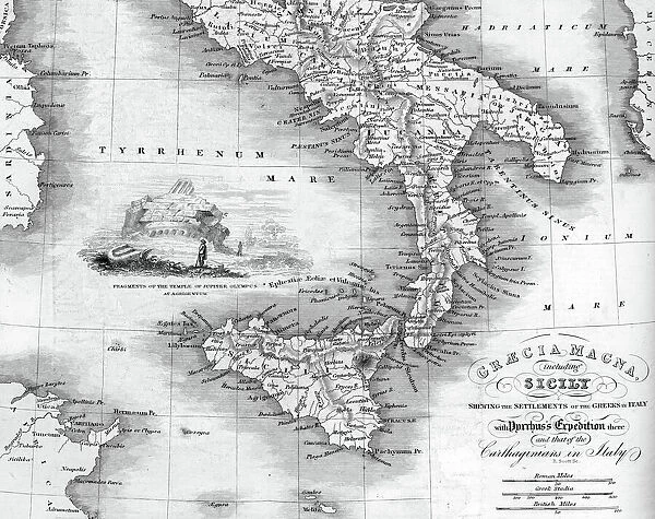 Vintage map of Magna Graecia