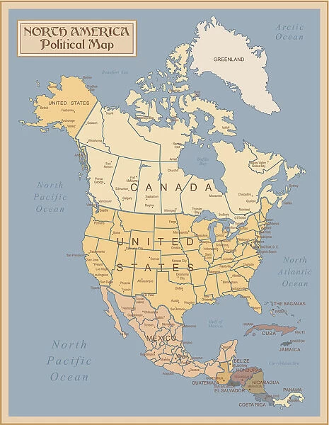 Vintage Map of North America
