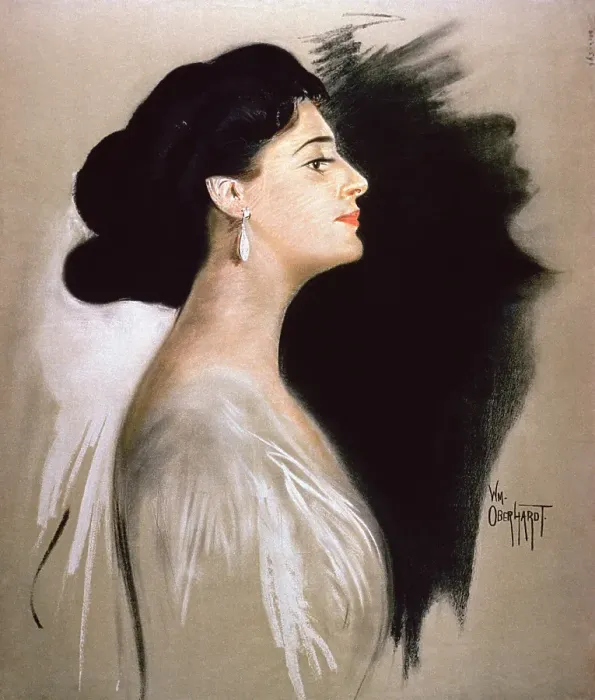 Framed Print : Vintage poster of elegant woman in profile Framed Print : Vintage poster of elegant woman in profile