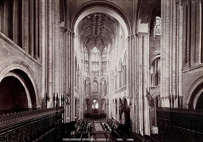 Framed Print : Vintage print of Norwich Cathedral, view East, 1870s Framed Print : Vintage print of Norwich Cathedral, view East, 1870s