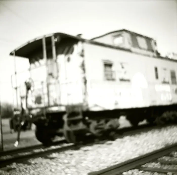 Framed Print : Vintage railroad car (B&W, soft focus)