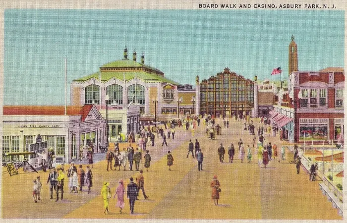 Framed Print : Vintage souvenir postcard, Asbury Park, New Jersey, ca 1930s Framed Print : Vintage souvenir postcard, Asbury Park, New Jersey, ca 1930s