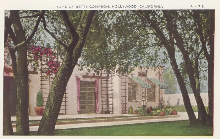 Framed Print : Vintage souvenir postcard, Betty Compson's Home, Hollywood and Screenland Homes series, ca 1926 Framed Print : Vintage souvenir postcard, Betty Compson's Home, Hollywood and Screenland Homes series, ca 1926