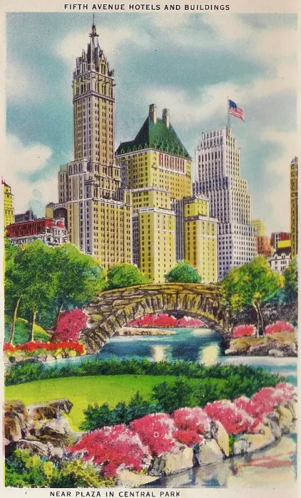Framed Print : Vintage souvenir postcard, Central Park, NYC, New York, ca 1941 Framed Print : Vintage souvenir postcard, Central Park, NYC, New York, ca 1941