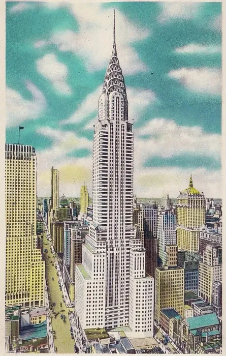 Framed Print : Vintage souvenir postcard, Chrysler Building, NYC, New York, ca 1941 Framed Print : Vintage souvenir postcard, Chrysler Building, NYC, New York, ca 1941