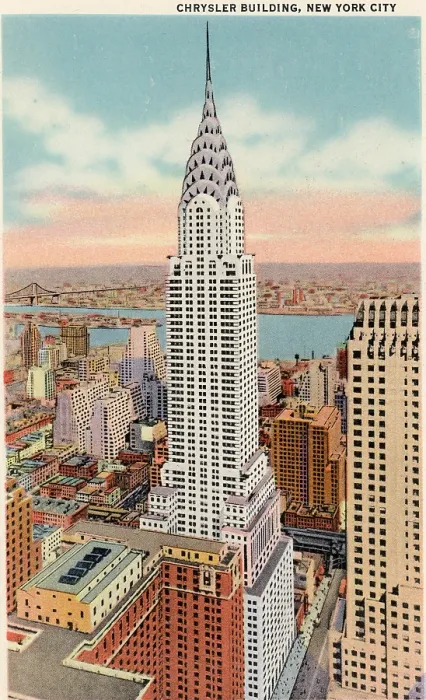 Framed Print : Vintage souvenir postcard, Chrysler Building, NYC, New York, ca 1935 Framed Print : Vintage souvenir postcard, Chrysler Building, NYC, New York, ca 1935