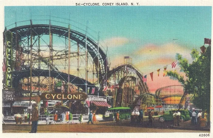 Framed Print : Vintage souvenir postcard, Coney Island, The Cyclone, Brooklyn, New York City, 1940 Framed Print : Vintage souvenir postcard, Coney Island, The Cyclone, Brooklyn, New York City, 1940