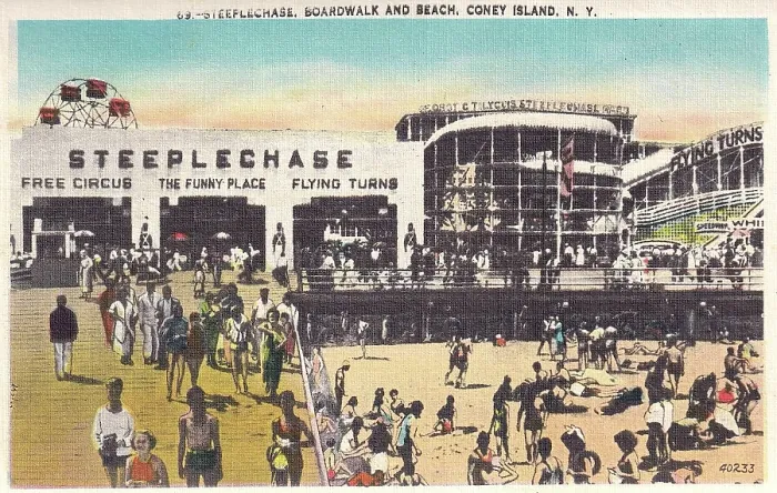 Framed Print : Vintage souvenir postcard, Coney Island, Steeplechase Park, Brooklyn, New York City, ca 1942 Framed Print : Vintage souvenir postcard, Coney Island, Steeplechase Park, Brooklyn, New York City, ca 1942