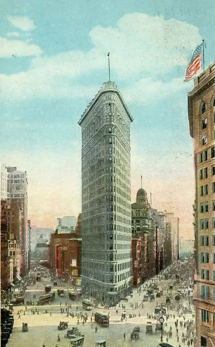 Framed Print : Vintage souvenir postcard, The Flatiron Building, New York City, 1921 Framed Print : Vintage souvenir postcard, The Flatiron Building, New York City, 1921