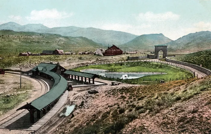 Framed Print : Vintage souvenir postcard, Gardiner, Montana, 1906