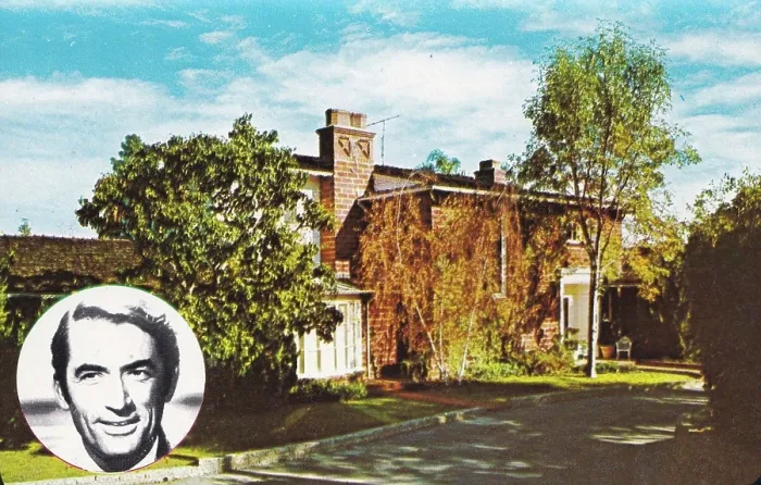 Framed Print : Vintage souvenir postcard, Gregory Peck's Estate, Fabulous Homes of the Stars series, ca 1976 Framed Print : Vintage souvenir postcard, Gregory Peck's Estate, Fabulous Homes of the Stars series, ca 1976