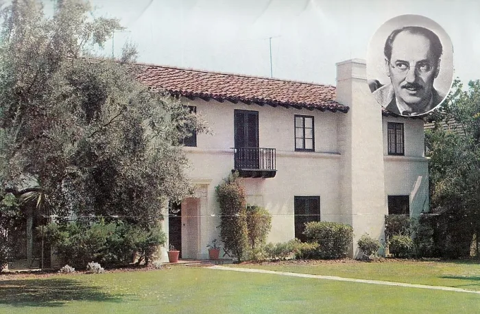 Framed Print : Vintage souvenir postcard, Groucho Marx's Home, Homes of Movie and Television Stars series, ca 1958 Framed Print : Vintage souvenir postcard, Groucho Marx's Home, Homes of Movie and Television Stars series, ca 1958