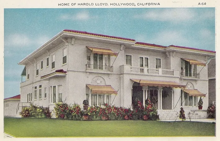 Framed Print : Vintage souvenir postcard, Harold Lloyd's Home, Hollywood and Screenland Homes series, ca 1926 Framed Print : Vintage souvenir postcard, Harold Lloyd's Home, Hollywood and Screenland Homes series, ca 1926