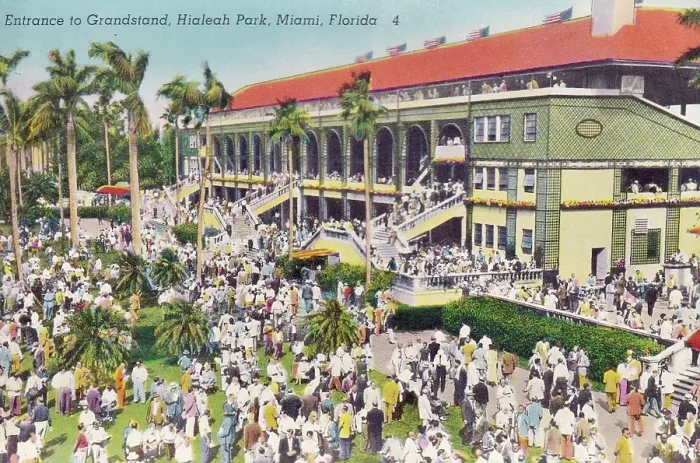 Framed Print : Vintage souvenir postcard, Hialeah Park Race Track, Florida, ca 1930s Framed Print : Vintage souvenir postcard, Hialeah Park Race Track, Florida, ca 1930s