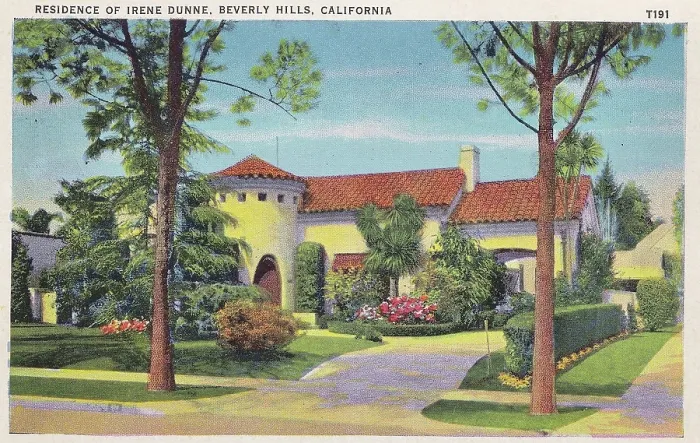 Framed Print : Vintage souvenir postcard, Irene Dunne's Home, Homes of the Stars series, ca 1937 Framed Print : Vintage souvenir postcard, Irene Dunne's Home, Homes of the Stars series, ca 1937