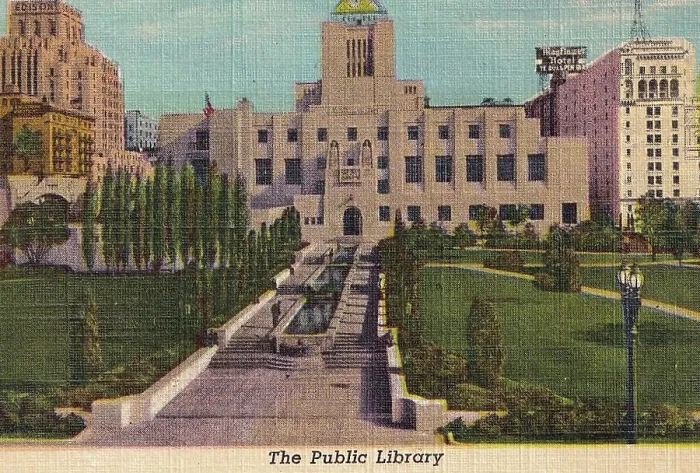 Framed Print : Vintage souvenir postcard, Los Angeles Public Library, Los Angeles Souvenir Views series, 1940 Framed Print : Vintage souvenir postcard, Los Angeles Public Library, Los Angeles Souvenir Views series, 1940
