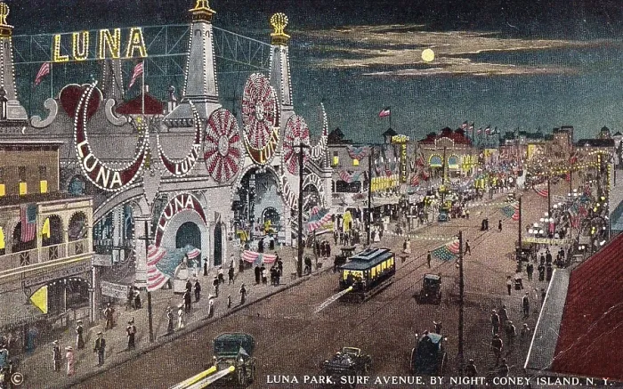 Framed Print : Vintage souvenir postcard, Luna Park, Coney Island, Brooklyn, New York City, 1918 Framed Print : Vintage souvenir postcard, Luna Park, Coney Island, Brooklyn, New York City, 1918
