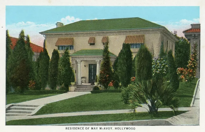 Framed Print : Vintage souvenir postcard, May McAvoy's Villa, Homes of Movie Stars series, ca 1927 Framed Print : Vintage souvenir postcard, May McAvoy's Villa, Homes of Movie Stars series, ca 1927