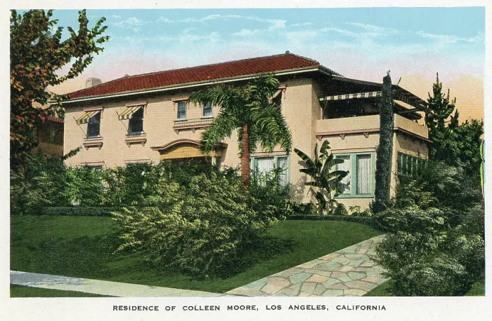 Framed Print : Vintage souvenir postcard, Residence of Colleen Moore, Homes of Movie Stars series, ca 1924 Framed Print : Vintage souvenir postcard, Residence of Colleen Moore, Homes of Movie Stars series, ca 1924
