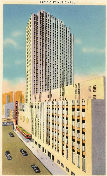 Framed Print : Vintage souvenir postcard, Rockefeller Center, NYC, New York, ca 1941 Framed Print : Vintage souvenir postcard, Rockefeller Center, NYC, New York, ca 1941