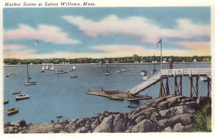 Framed Print : Vintage souvenir postcard, Salem Willows Park, Salem, Massachusetts, 1950 Framed Print : Vintage souvenir postcard, Salem Willows Park, Salem, Massachusetts, 1950