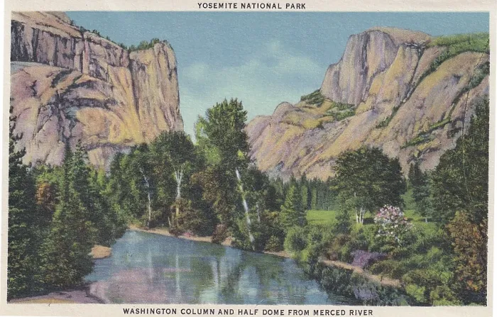 Framed Print : Vintage souvenir postcard, Scenic Gems of Yosemite National Park series, 1937 Framed Print : Vintage souvenir postcard, Scenic Gems of Yosemite National Park series, 1937