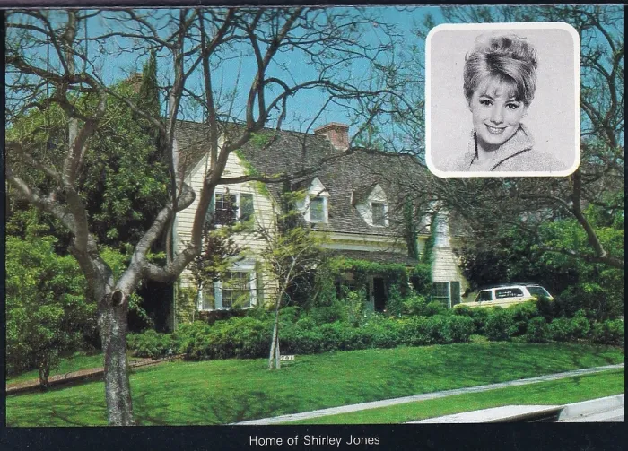 Framed Print : Vintage souvenir postcard of Shirley Jones Hollywood Home, Fabulous Homes of Television and Movie Stars series, ca 1980 Framed Print : Vintage souvenir postcard of Shirley Jones Hollywood Home, Fabulous Homes of Television and Movie Stars series, ca 1980